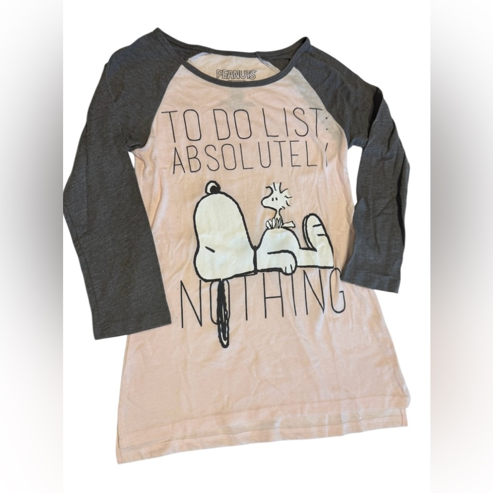 Peanuts Snoopy & Woodstock To Do List Absolute Nothing Shirt Sz(XS)